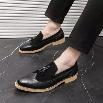 Повседневные черные мокасины мужские без застежек легкие туфли для отдыха на открытом воздухе модные с острым носком нескользящие офисные мужские туфли для вождения мужские мокасины 6.5 чёрный