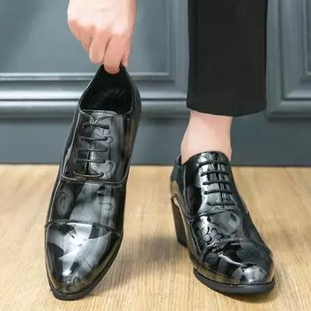 Повседневные деловые офисные туфли-лоферы мужские туфли на высоком каблуке классические мужские кожаные туфли челси формальные элегантные мужские туфли оксфорды 37 черный серый