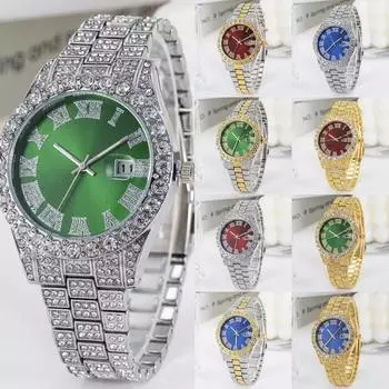 Повседневные деловые женские часы с бриллиантами, модные женские часы Gypsophila Diamond, круглый большой циферблат, кварцевые часы с календарем