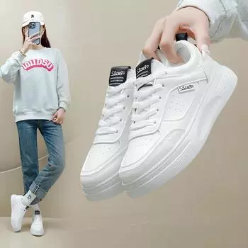 Повседневные дышащие кроссовки для женщин, уличные противоскользящие кроссовки из искусственной кожи, плоские кроссовки на шнуровке, прогулочная обувь, женская спортивная обувь для скейтбординга 35