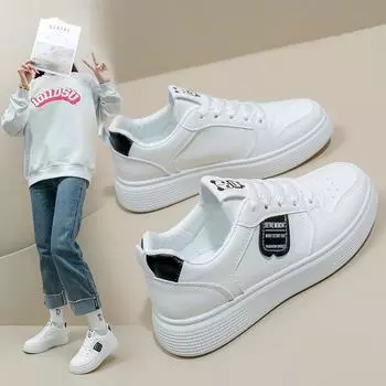 Повседневные дышащие легкие кроссовки для женщин, уличные противоскользящие кроссовки из искусственной кожи на плоской подошве, прогулочная обувь на шнуровке, женская спортивная обувь 35