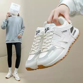 Повседневные дышащие легкие кроссовки для женщин, уличные противоскользящие кроссовки из искусственной кожи на плоской подошве, прогулочная обувь на шнуровке, женская спортивная обувь