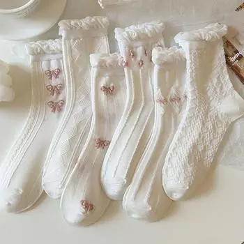 Повседневные дышащие милые носки в стиле Лолиты с оборками JK Flower, носки в корейском стиле, хлопковые женские носки A