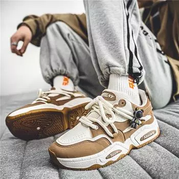 Повседневные дышащие мужские туфли из натуральной кожи на шнуровке, подходящие по цвету, с толстой подошвой, всесезонные студенческие туфли Harajuku 39