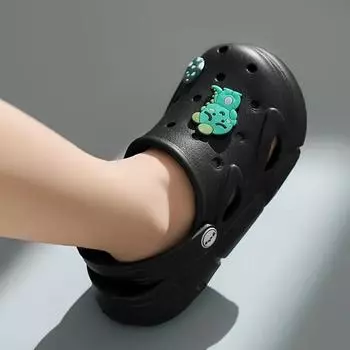 Повседневные дышащие сабо с милыми мультяшными подвесками для мальчиков, быстросохнущие легкие нескользящие сабо для душа на открытом воздухе в помещении, на пляже, в саду 28-29 оранжевый