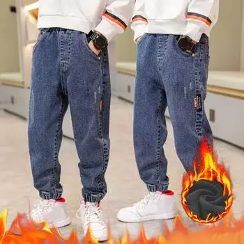 Повседневные джинсовые брюки для девочек. Детские повседневные свободные джинсы для девочек. Мешковатые джинсовые брюки с высокой талией. 120 синий