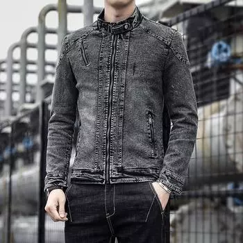 Повседневные джинсовые куртки, негабаритная синяя куртка для мужчин, весенне-осенняя карманная модная верхняя одежда, дизайн M