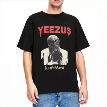 Повседневные футболки Kanye West Yeezus для мужчин и женщин из хлопка в стиле хип-хоп и рэп, футболки с принтом, одежда S чёрный