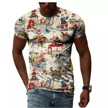 Повседневные футболки мужские ретро-стиль с буквами летние футболки мужские уличные футболки с 3D-принтом модные топы с коротким рукавом и круглым вырезом S