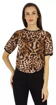 Повседневные футболки с круглым вырезом Inkmeso для женщин с принтом, стандартная посадка, высокий-низкий низ 3XL коричневый