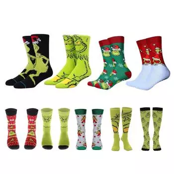 Повседневные хлопковые чулки Greenhead Freak, носки для косплея, рождественский подарок One Size зелёный