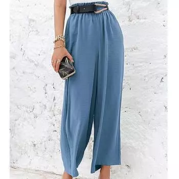 Повседневные хлопковые льняные широкие брюки женские однотонные свободные брюки с высокой талией для женщин 2023 модные офисные женские брюки Pantalon 25300 S орион