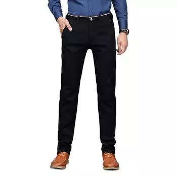 Повседневные хлопковые мужские брюки, однотонные, облегающие, мужские брюки, новые, весна-осень, высококачественные, классические, деловые брюки для мужчин, офис 30 бежевый