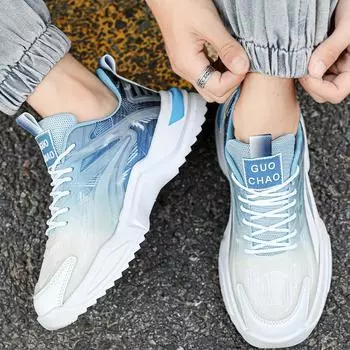 Повседневные и модные туфли для пап на толстой подошве, кроссовки для бега для студентов, модная и дышащая мужская обувь 39