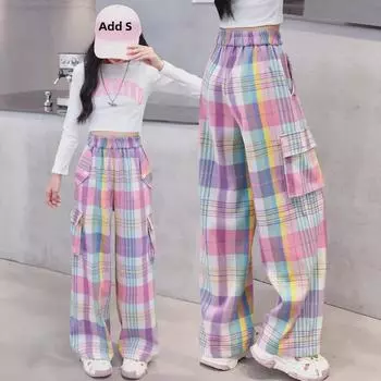 Повседневные комбинезоны с широкими штанинами для девочек на весну/лето 2024 г. – новые брюки Dopamine для больших детей 140 cm