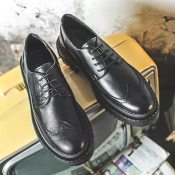 Повседневные кожаные туфли мужские Brock деловые мужские кожаные туфли универсальные модные туфли ретро туфли для доски с костюмом 6205-J 37 чёрный