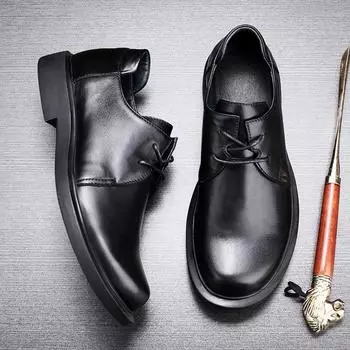 Повседневные кожаные туфли мужские деловые британские мужские туфли синие туфли с мягкой подошвой универсальная кожа 38 темно-оранжевого