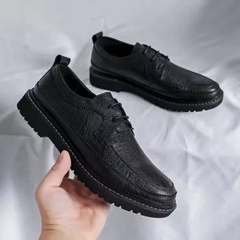 Повседневные кожаные туфли мужские летние Brock британский стиль ретро высокие деловые туфли для свадьбы жениха 6313-R 38 чёрный