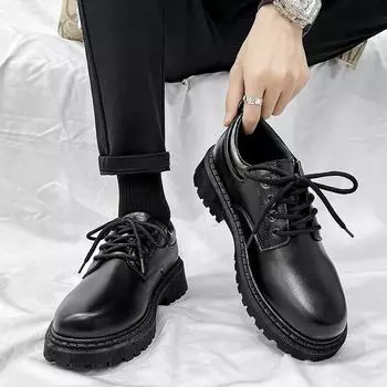 Повседневные кожаные туфли мужские летние черные классические британские деловые туфли Martin для жениха свадебные глянцевые 39