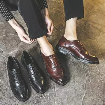 Повседневные кожаные туфли мужские летние деловые туфли в британском стиле Brock свадебные туфли для жениха в стиле ретро 85201-J 38 коричневый