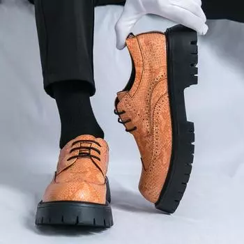 Повседневные кожаные туфли мужские в британском стиле синие волшебницы, выполняющие стрельбу с большой головой кожаные туфли с внутренней высотой, увеличивающие стилусы для волос 38 синий