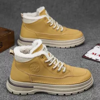 Повседневные кроссовки Ботильоны Лоферы Мужские кроссовки Зимние ботинки для мужчин Обувь для мужчин Добавить бархат Спорт и отдых Мода Новинка 39 чёрный