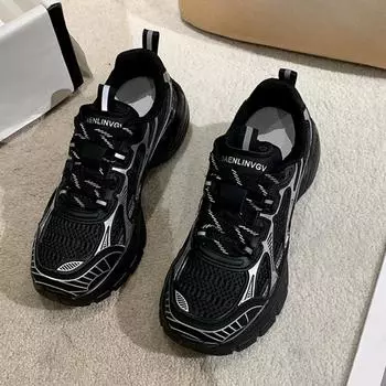 Повседневные кроссовки для бега женские сетчатые дышащие 2024 новые модные простые универсальные однотонные женские туфли с толстой подошвой осеннее время 35 бежевый