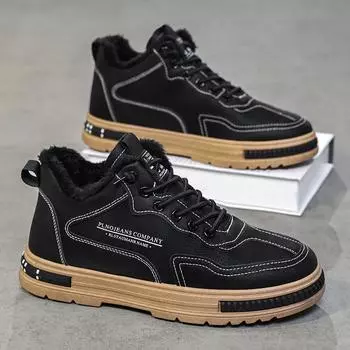 Повседневные кроссовки для ходьбы, походов, рекомендуемые износостойкие, водонепроницаемые, нескользящие, модные, универсальные, плюс бархат 39 чёрный