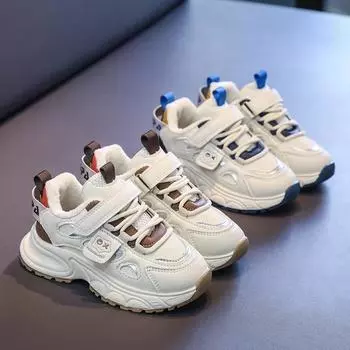 Повседневные кроссовки для мальчиков и девочек, нескользящая детская спортивная обувь, толстая мягкая подошва, зимние новые модные теплые кроссовки для студентов 2024 года 26 синий