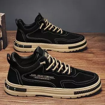 Повседневные кроссовки для мужчин, износостойкие, модные, дышащие, модные, универсальные, удобные, уличные, на платформе, весенние, новые 39 чёрный