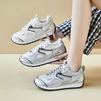 Повседневные кроссовки для женщин, кроссовки для бега, нескользящие удобные женские теннисные туфли на шнуровке, легкие дышащие рабочие кроссовки 35 серый