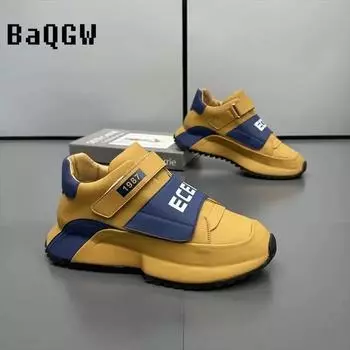 Повседневные кроссовки из микрофибры и кожи с увеличенной внутренней платформой для мужчин и женщин, модные кроссовки для бега на массивных каблуках 38