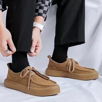Повседневные кроссовки из натуральной кожи для мужчин, износостойкие, модные, дышащие, трендовые, универсальные, уличные, на платформе, осенние, основные 38 коричневый