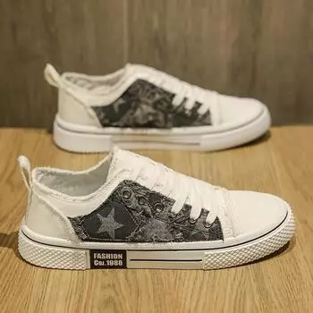 Повседневные кроссовки из парусины для мужчин Лоферы Скейтборд Мужские осенние кроссовки Износостойкие Спорт и досуг Мода Новинка 39 чёрный