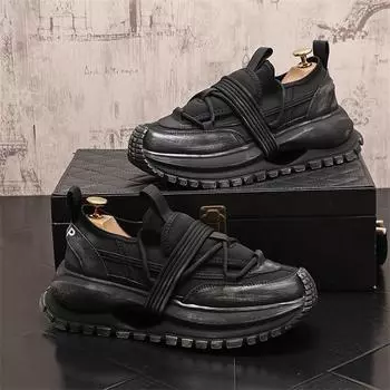 Повседневные кроссовки, мокасины, безопасная обувь с круглым носком, повседневная обувь на платформе, спортивная обувь для скейтбординга, спорта и отдыха, мужские осенние кроссовки 38 чёрный