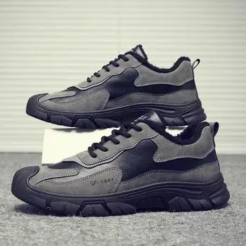 Повседневные кроссовки, мокасины, ботильоны, мужские кроссовки, спортивная и досуговая мода, рабочие ботинки для мужчин, спортивная обувь на платформе с круглым носком 39 чёрный