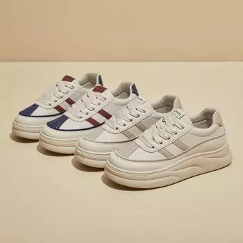 Повседневные кроссовки на толстой платформе для женщин, нескользящие кроссовки для ходьбы со шнуровкой, легкие кроссовки для бега, женские удобные теннисные туфли из искусственной кожи 35 красный