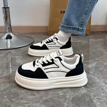 Повседневные кроссовки на толстой платформе для женщин, удобная нескользящая обувь для ходьбы, осенне-весенние кроссовки на шнуровке для бега, женские теннисные туфли из искусственной кожи 35 бежевый