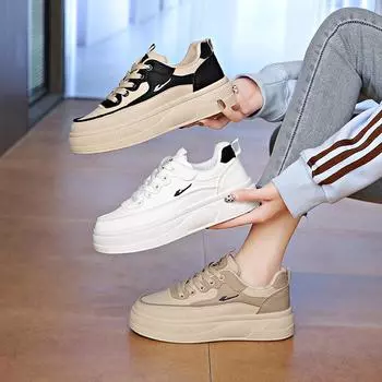 Повседневные кроссовки на толстой платформе для женщин со шнуровкой, нескользящие, для ходьбы, легкие, удобные, теннисные туфли, женские, спортивные, рабочие, дышащие кроссовки 35 белый