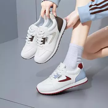 Повседневные кроссовки на толстой платформе для женщин со шнуровкой, нескользящие, для ходьбы, из искусственной кожи, удобные кроссовки для бега и тенниса, женские дышащие туфли для папы 35