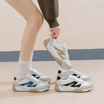 Повседневные кроссовки на толстой платформе для женщин, нескользящие, со шнуровкой, для ходьбы, удобные теннисные кроссовки, женские дышащие кроссовки из искусственной кожи 35