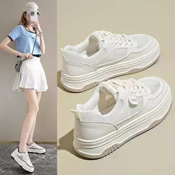 Повседневные кроссовки на толстой подошве, женские летние новые дышащие кроссовки, модные сетчатые туфли для папы, кроссовки для студентов 35 чёрный