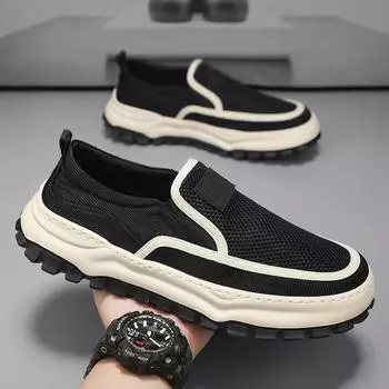 Повседневные кроссовки Повседневная обувь Лоферы Спортивная обувь на платформе Для спорта и отдыха Скейтборд Износостойкие Проветриваемые Уличные туфли Новые 39 чёрный