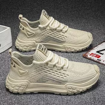 Повседневные кроссовки, весенне-осенняя обувь для мужчин, спортивная и досуговая, универсальная, мягкая и удобная, лоферы с толстой подошвой, новые 39 бежевый