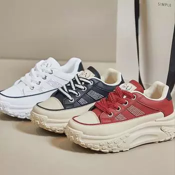 Повседневные кроссовки женские дышащие разноцветные женская спортивная обувь на толстой подошве на платформе 35 чёрный