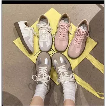 Повседневные кроссовки женские замшевые кожаные кроссовки в стиле пэчворк высокого качества со шнуровкой с круглым носком для отдыха на открытом воздухе 35