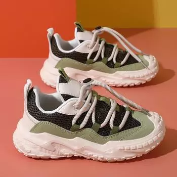 Повседневные крутые кроссовки с толстой подошвой и вращающейся кнопкой для мальчиков, амортизирующие нескользящие кроссовки для всех сезонов 28 зелёный