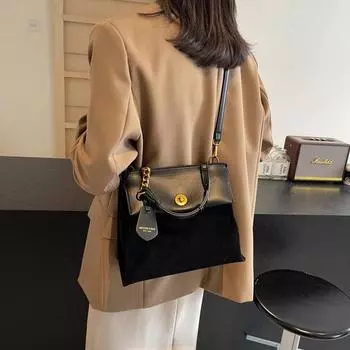 Повседневные квадратные сумки через плечо и через плечо из прочной искусственной замши высокого качества с простым замком и модными рюкзаками