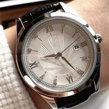 Повседневные кварцевые часы для деловых мужчин с функцией календаря 40 мм корпус часов с ремешком из микрофибры 30 метров водонепроницаемость жизни 44mm