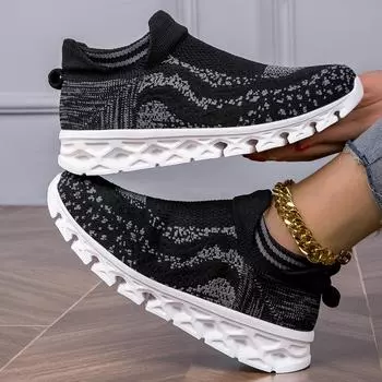 Повседневные легкие женские туфли вязки с одной педалью и низким берцем. 35 чёрный